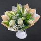 Elegant Columbia Roses With Oriental Lilies Collection- WHITE - 5 STEMS
