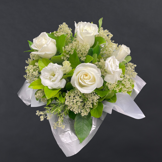 Elegant Roses Arrangement Collection- White - 10 STEMS