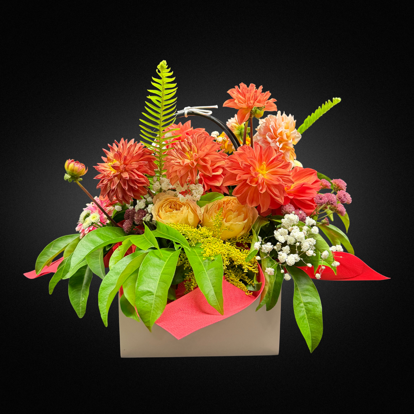 The "Eternal Embrace" Mother's Day Arrangement | Peach & Coral Dahlia & Rose