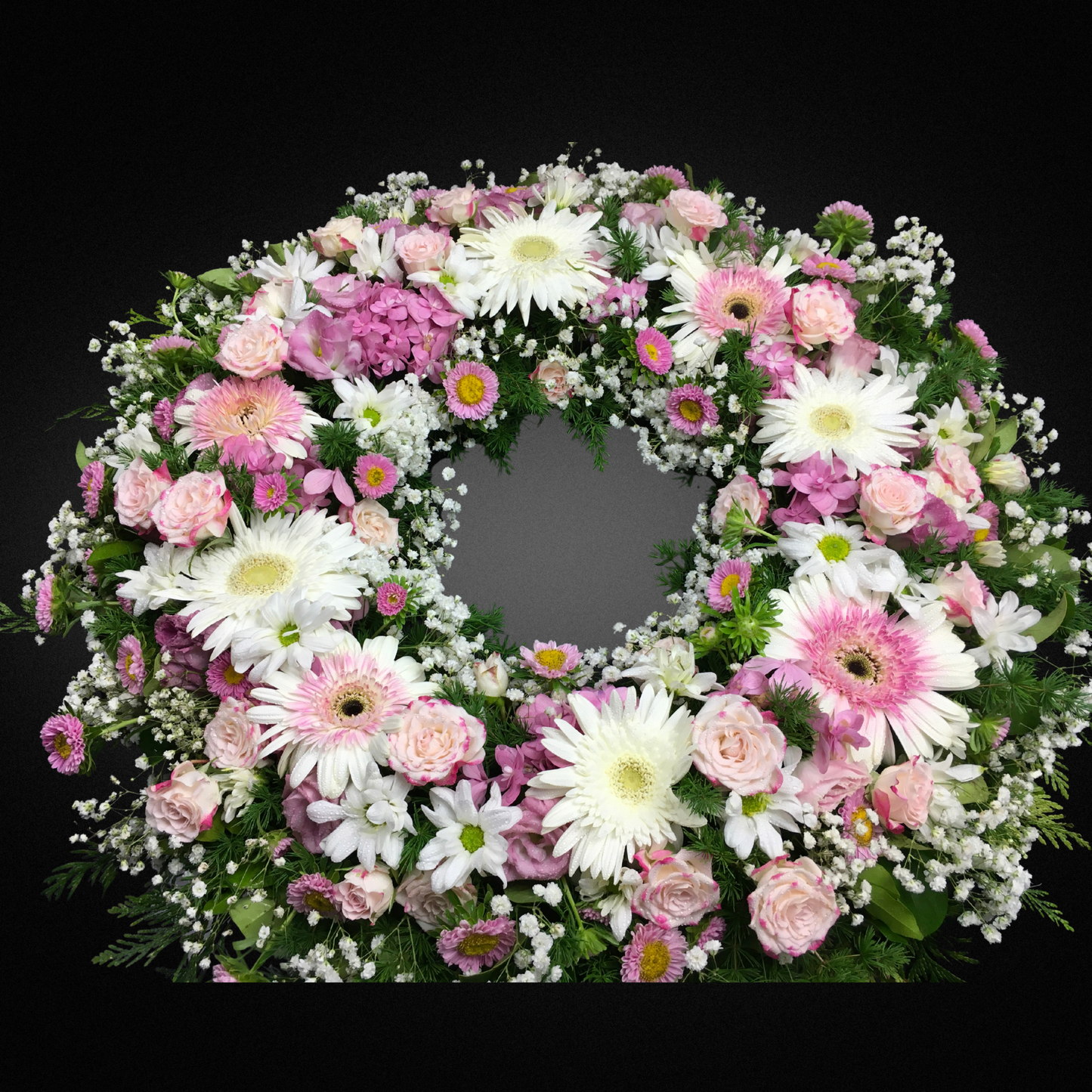 Artisanal Mixed Pastels Wreath | Chrysanthemum, Rose & Hydrangea