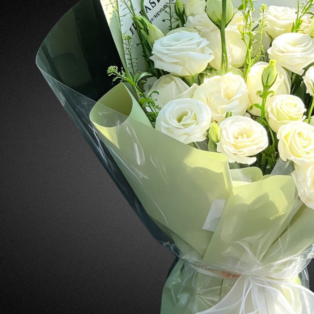 White & Cream Lisianthus - Vase Included - Exquisite Fresh Flowers by FLOWER SHED Brisbane