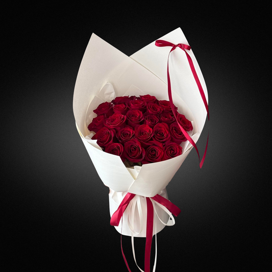 Classic True Red Rose - Vase Included - FLOWER SHED Brisbane