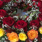 Handmade Rose Wreath - Mixed Brights | FLOWER SHED Brisbane