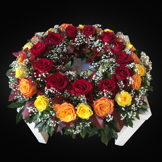 Handmade Rose Wreath - Mixed Brights | FLOWER SHED Brisbane