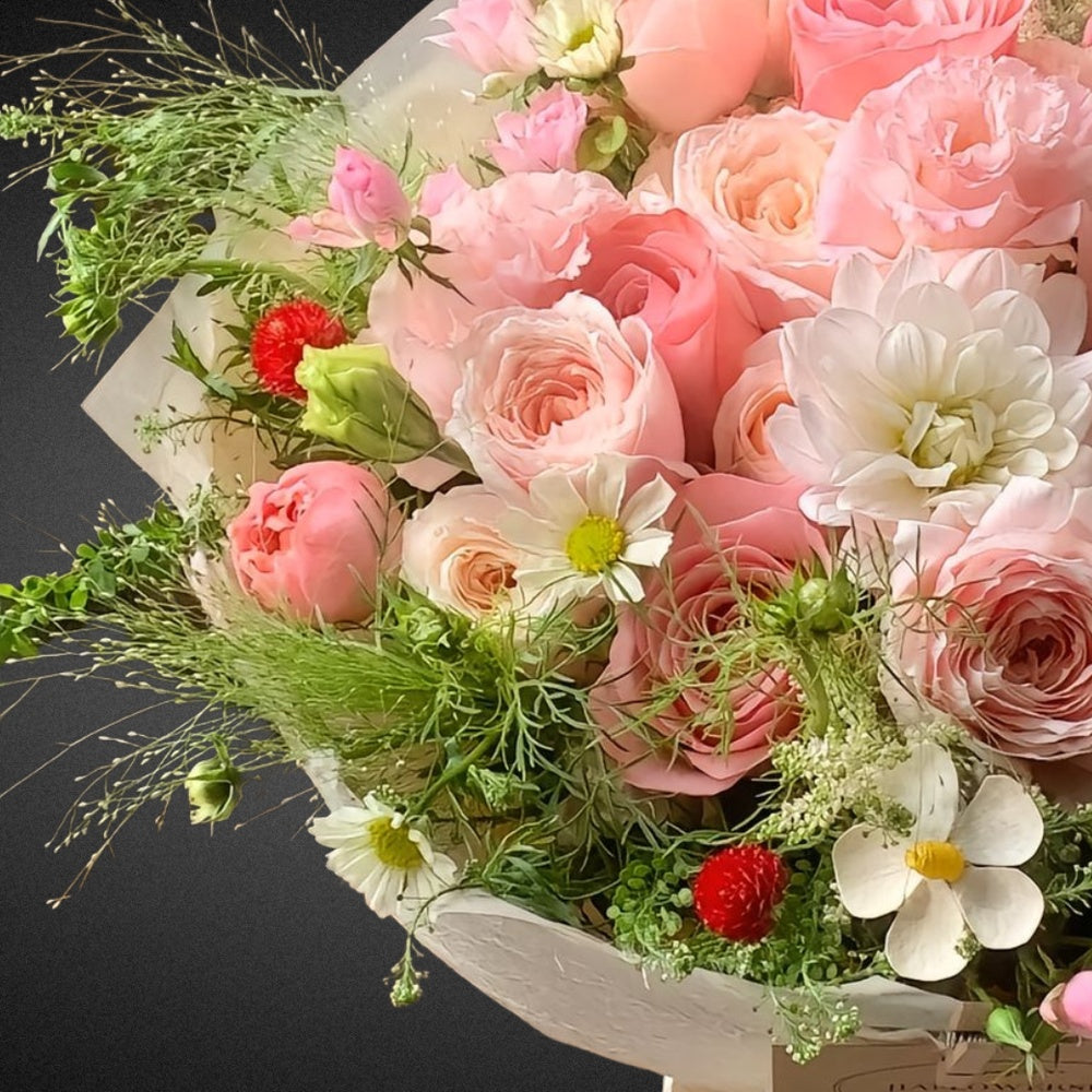 Rose & Dahlia | Mixed Pastels | - Vase Included FLOWER SHED Brisbane