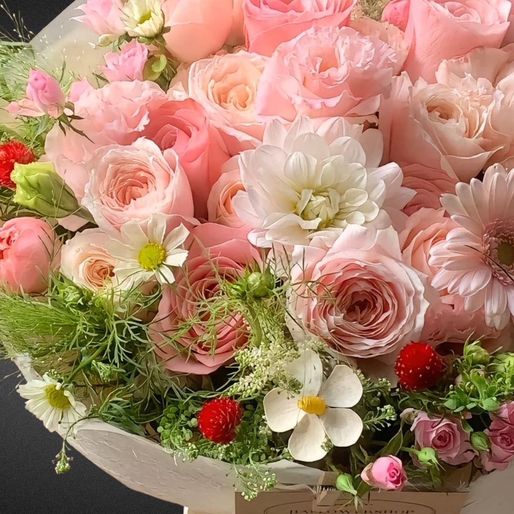 Rose & Dahlia | Mixed Pastels | - Vase Included FLOWER SHED Brisbane