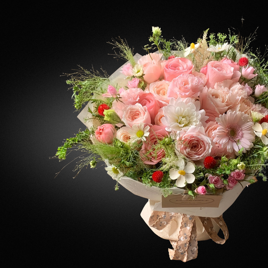 Rose & Dahlia | Mixed Pastels | - Vase Included FLOWER SHED Brisbane