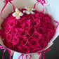 The Rose & Lily Bouquet | Hot Pink & Magenta - Vase Included | FLOWER SHED Brisbane