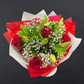 Elegant Columbia Roses With Oriental Lilies Collection- RED - 5 STEMS