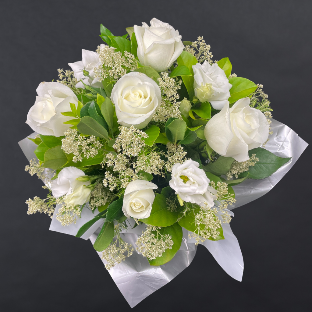 Elegant Roses Arrangement Collection- White - 10 STEMS