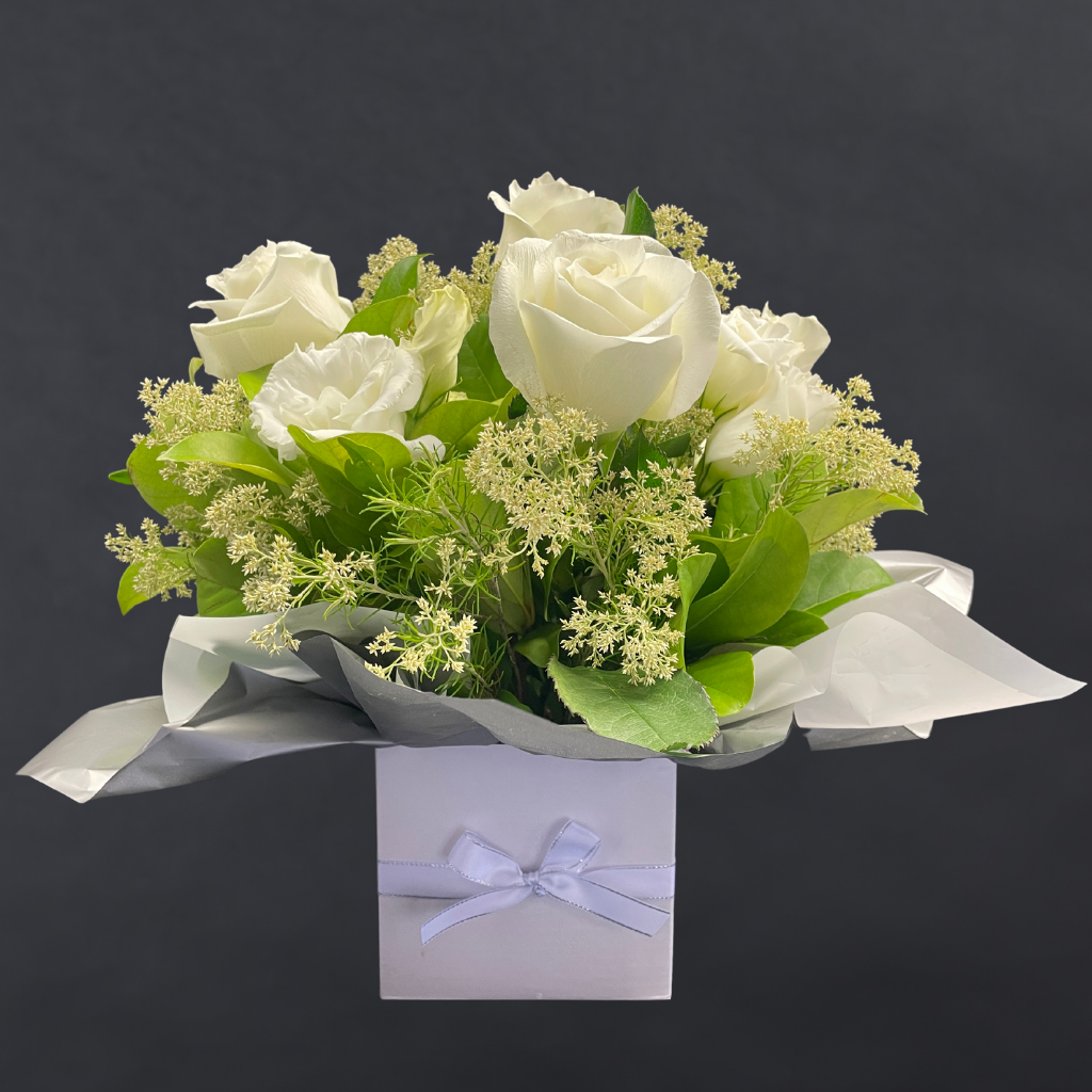 Elegant Roses Arrangement Collection- White - 10 STEMS