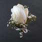 Boutonniere With Single Rose + Gypsophila + Greenery